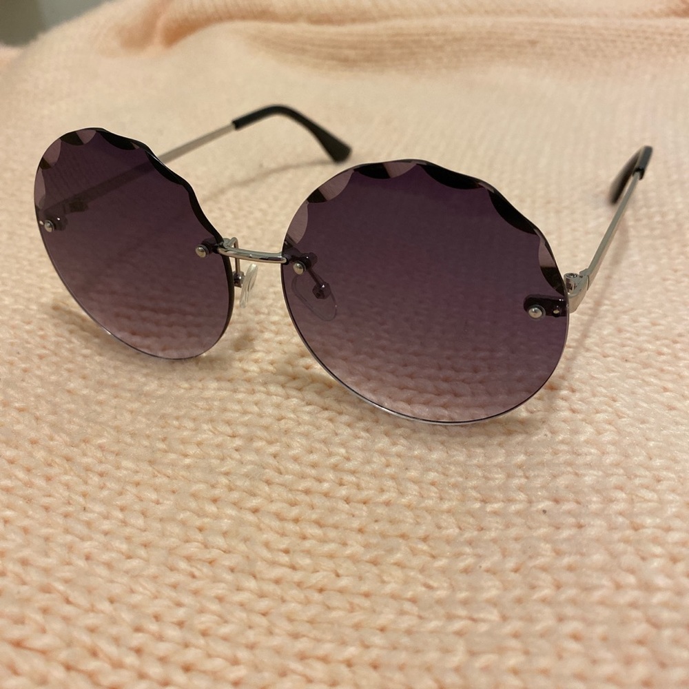 deep purple round large frame sunglasses